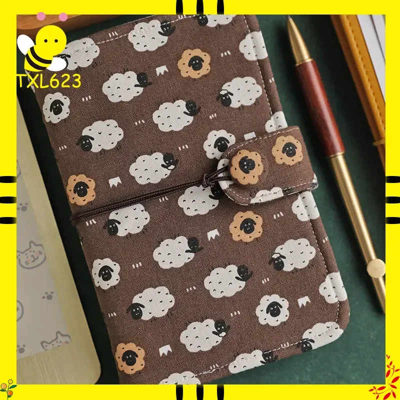 Portable A5/A6 Detachable Loose Leaf Notebook High-Aesthetic Fabric Hand Account Book for Girls Pocket-Sized Writing Pad