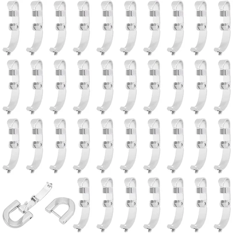 50Pcs Fold Over Clasps 11.5mm Long Stainless Steel Jewelry Clasps Metal Jewelry Extender Micro Fold Over Clasps Bracelet Clasps