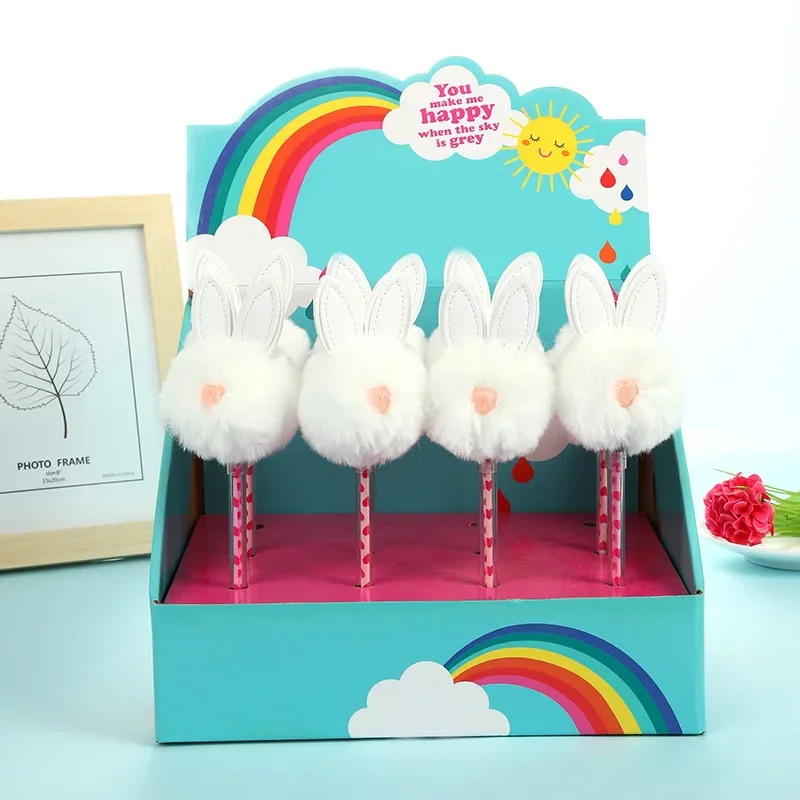 

24PCS New Cute Rabbit Pen Korean Version Of Girl Heart Student Writing Craft Pen Novelty Pens For Writing Stationery