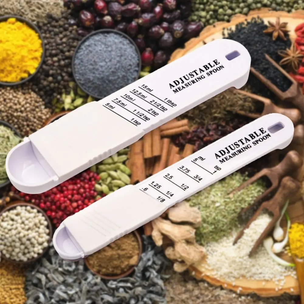 Adjustable Measuring Spoon Set Plastic Measuring Dry Liquid Ingredients Powder Spoon fMetering Spoon for Baking Cooking Powder