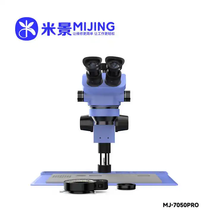 Adjustable Trinocular Zoom Stereo Microscope MIJING MJ-7050PRO 7-50X Mobile Phone Repair Trinocular Microscope LED Ring Light