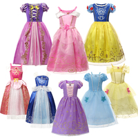 Children Princess Costume Girls Rapunzal Snow white Dress Kids Christmas Cosplay Belle Aurora Birthday Party Clothes