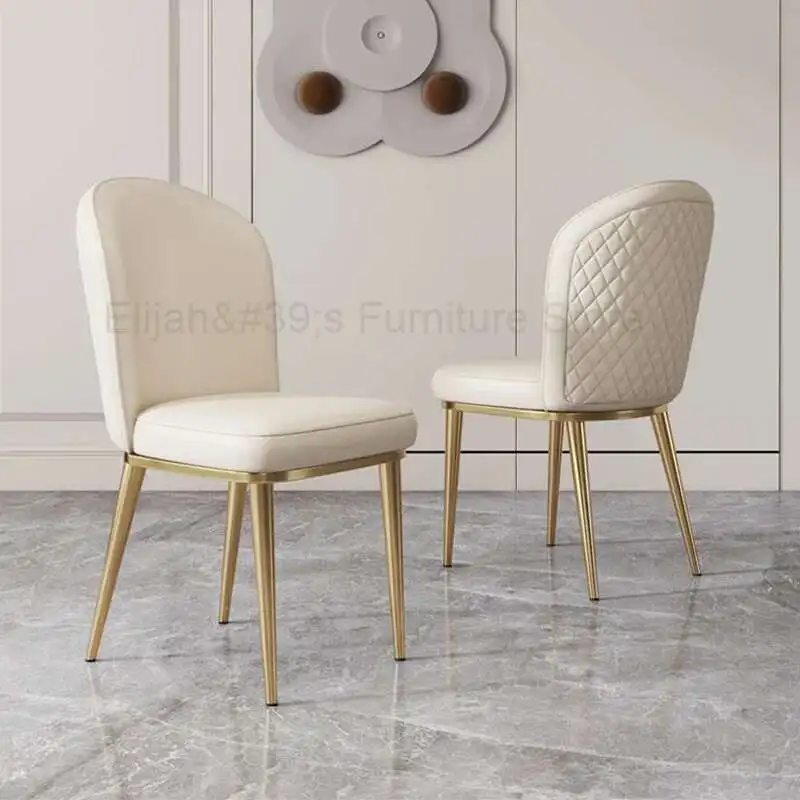 

Nordic Luxury Leather Dining Chair Gold Legs White Makeup Chair Bedroom Lounge Ergonomic Restaurant Kitchen Sillas Furniture WK
