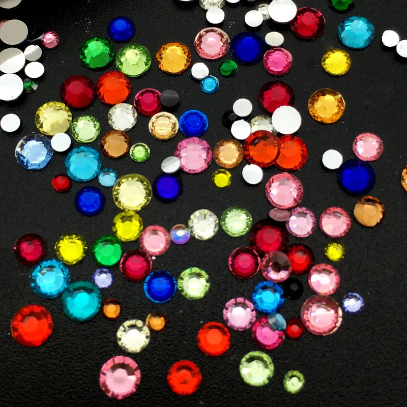 Mélange de strass colorés pour Nail Art, chaussures à paillettes en cristal, décoration de mariage, 2,3,4MM