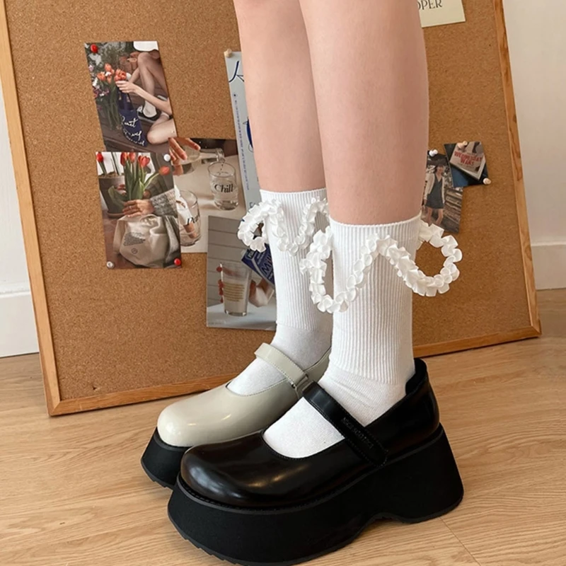 Lolitas Cute Ankle Dress Socks Cotton Booties Socks Lovely Sweet Sunflower Frilly Crew Socks JK Uniform Loose Socks Gift