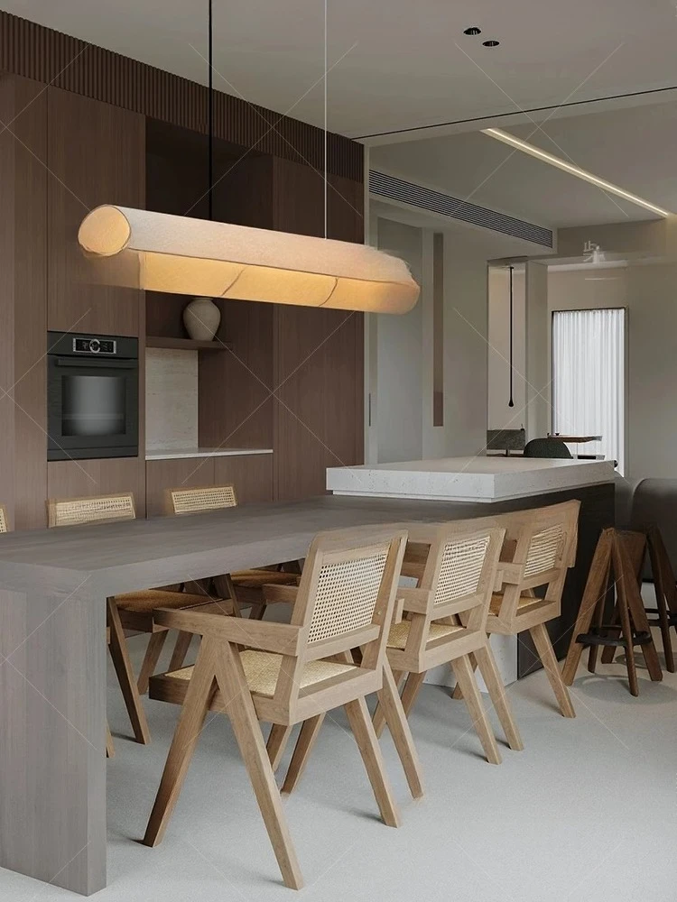 中世のシャンデリア日本のミニマリストレストランバーカウンター一文字ストリップランプコーヒーショップケータリング商業