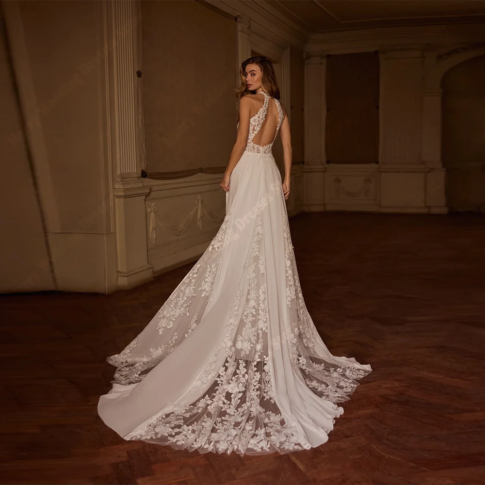 Suknie ślubne dla pięknych kobiet 2026, dekolt typu halter, aplikacje z koronki, suknie ślubne w stylu syreny, suknie zaręczynowe, suknie na bankiet, Vestidos De Novia Boda