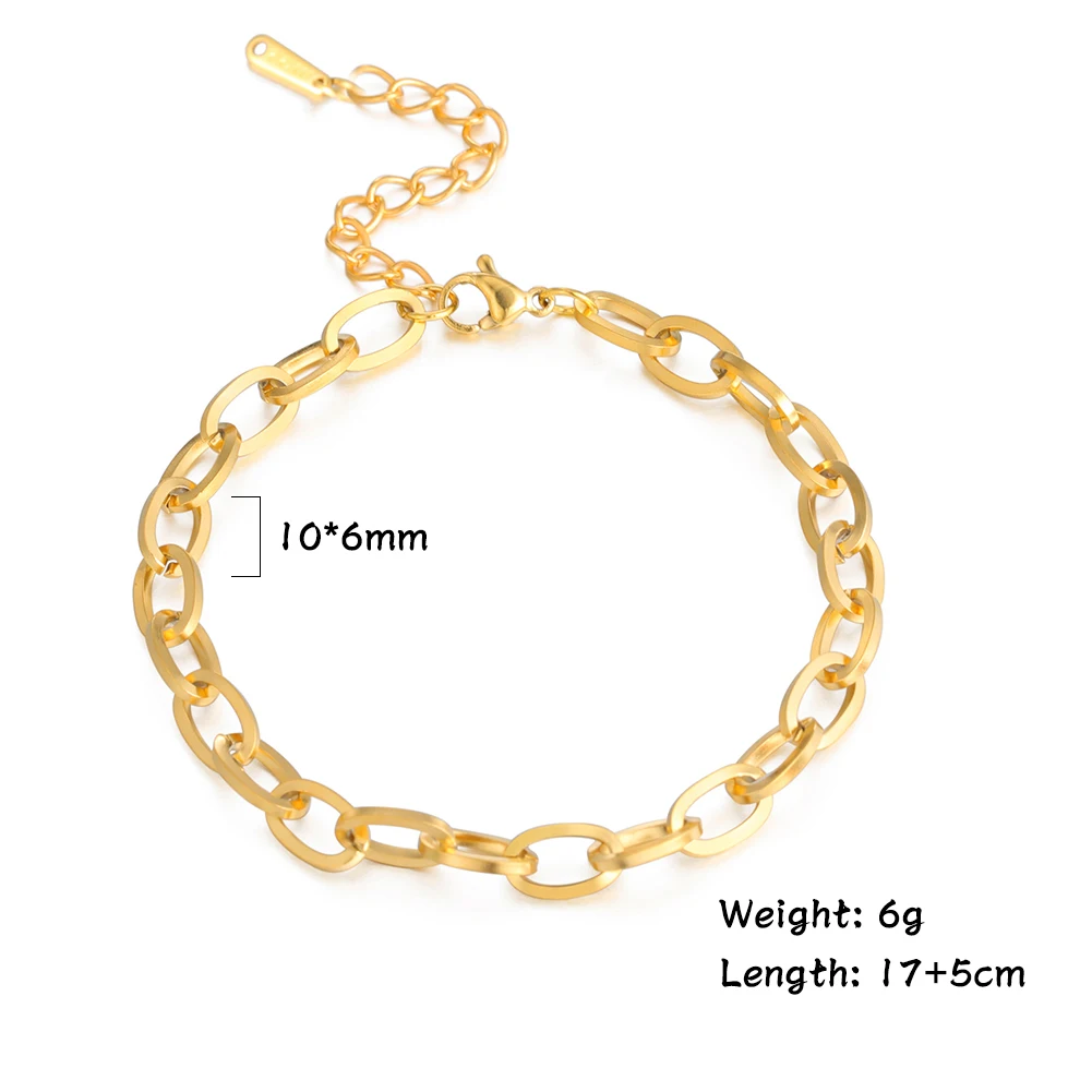Simple Stainless Steel Bracelet for Men Women Water Wave Chain Figaro Chain Bracelet Fashion Women\'s Jewelry for Party Gifts