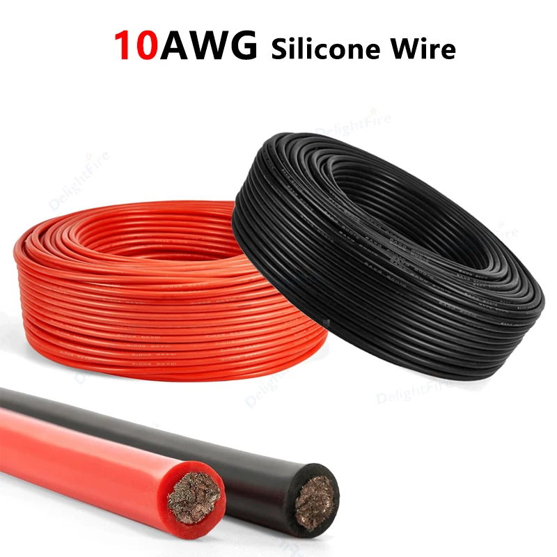 5-100m 10AWG Silicone Electrical Wire 10 Gauge Hookup Wire Stranded Tinned Copper Wire Flexible Soft High Temperature Resistance