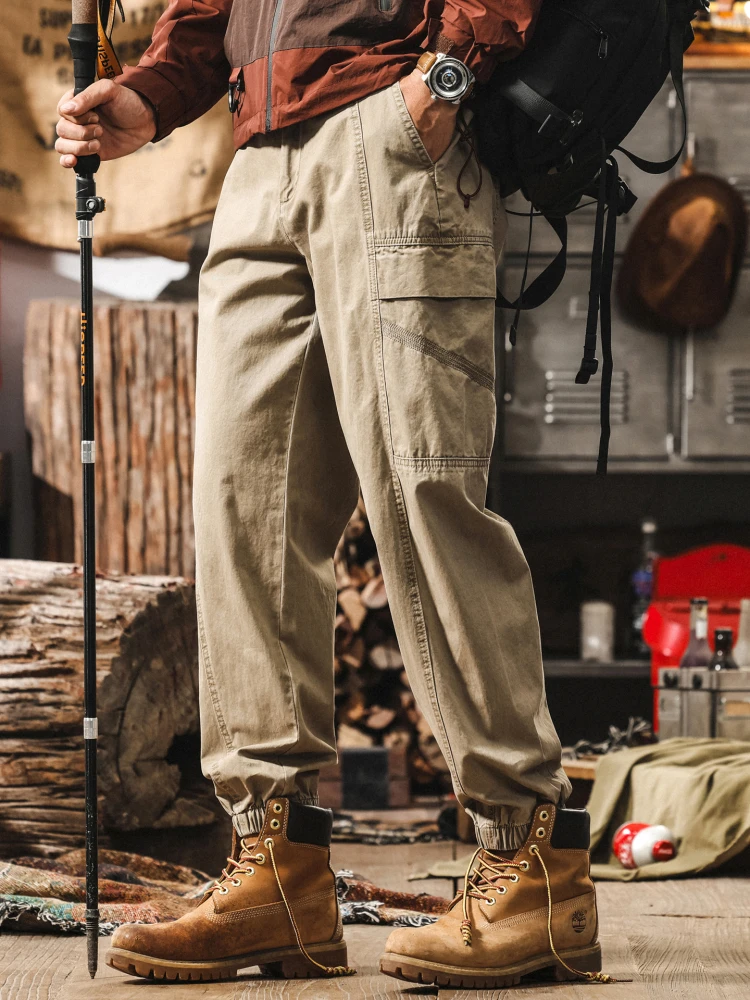 

Slim Straight Lightweight Workwear Pants Men's Summer Casual Loose Fit Long Trousers Faionable American Brand Beige