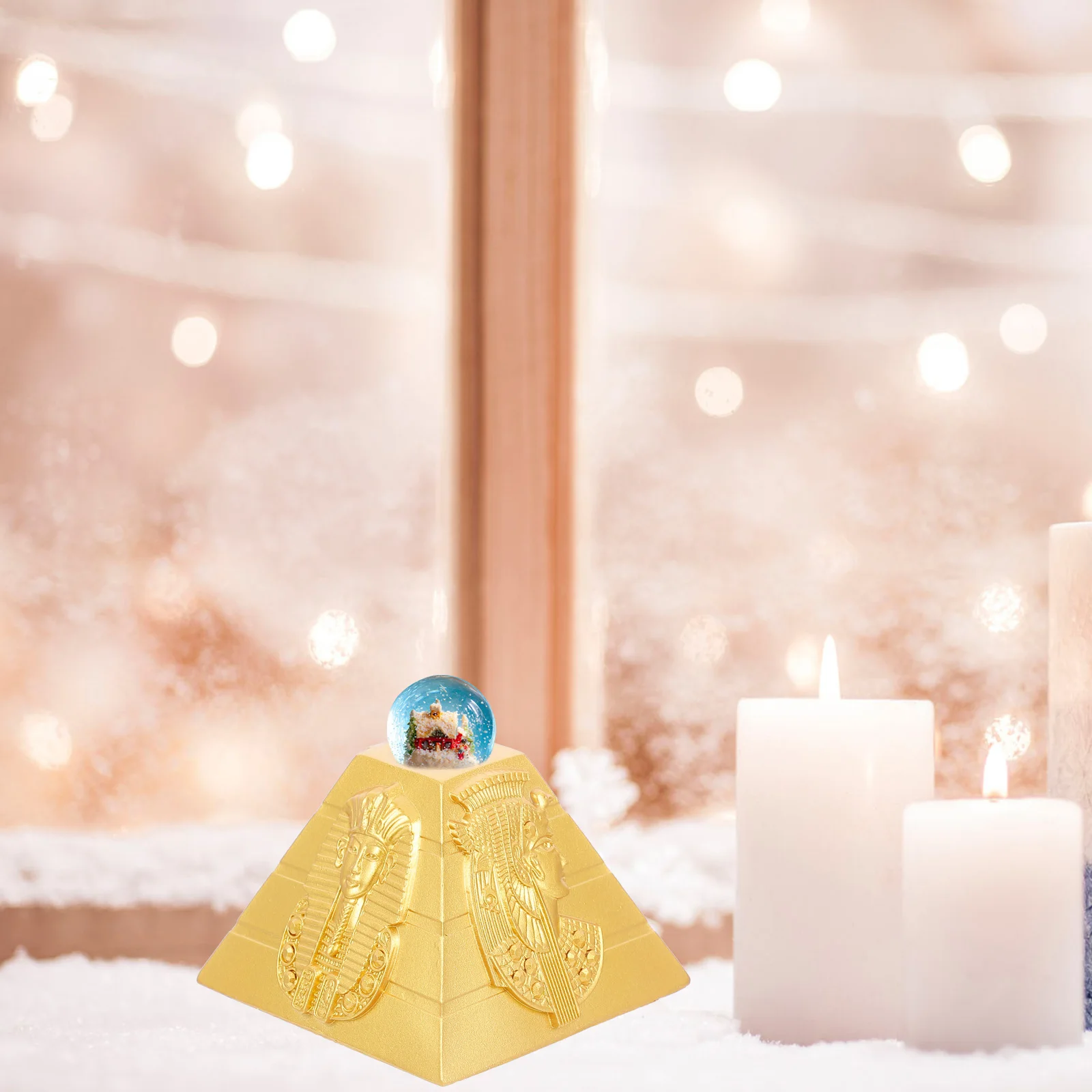 

Pyramid Queens Crystal-Ball Holder Resin Craft For Home Office Decor Desktop Statue Pyramid Shape Resin Artware Ornament