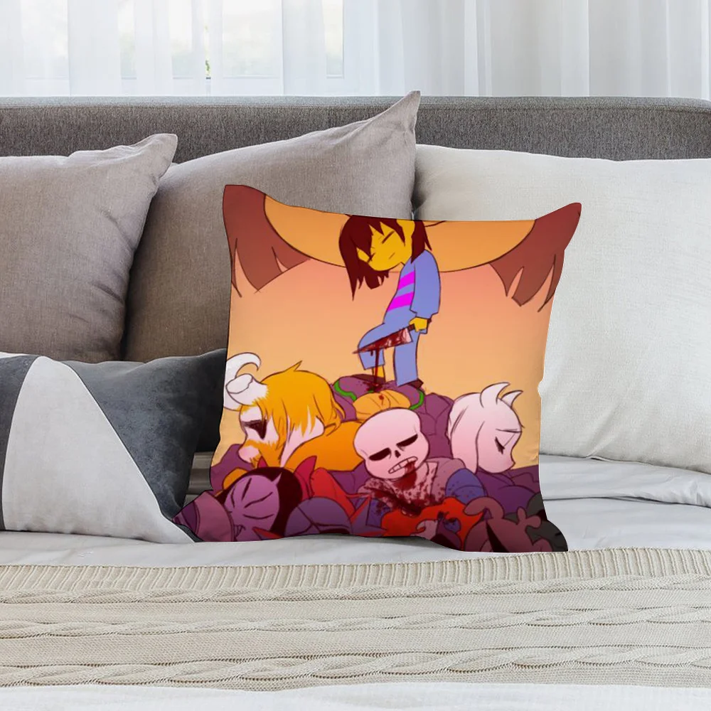Hot Game Undertale Pillow Case Short Plush Sofa Decorative Gift Home Double-sided Printing Cushion