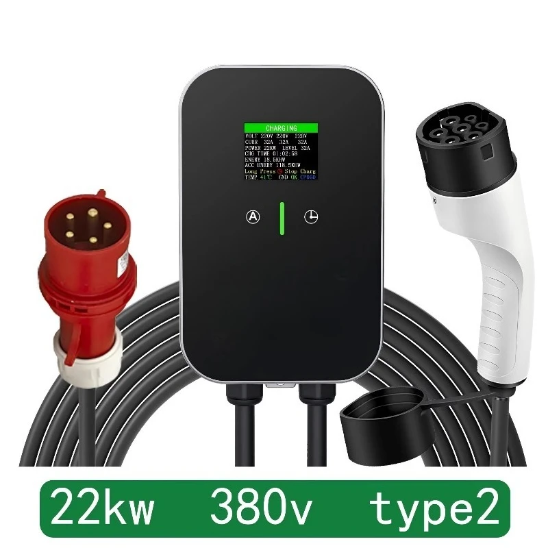 GTEC03 22KW 32A Portable EV Charging Station Type 2 IEC 62196-2 AC Fast Charger Level 2 380V Input New