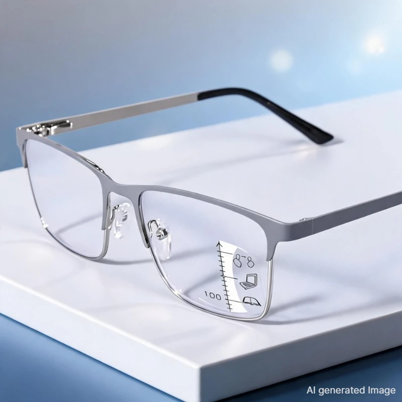 Occhiali da lettura multifocali progressivi con montatura oversize bicolore, occhiali ad alta definizione per uomo e donna, anti luce blu, per presbiopia 2028