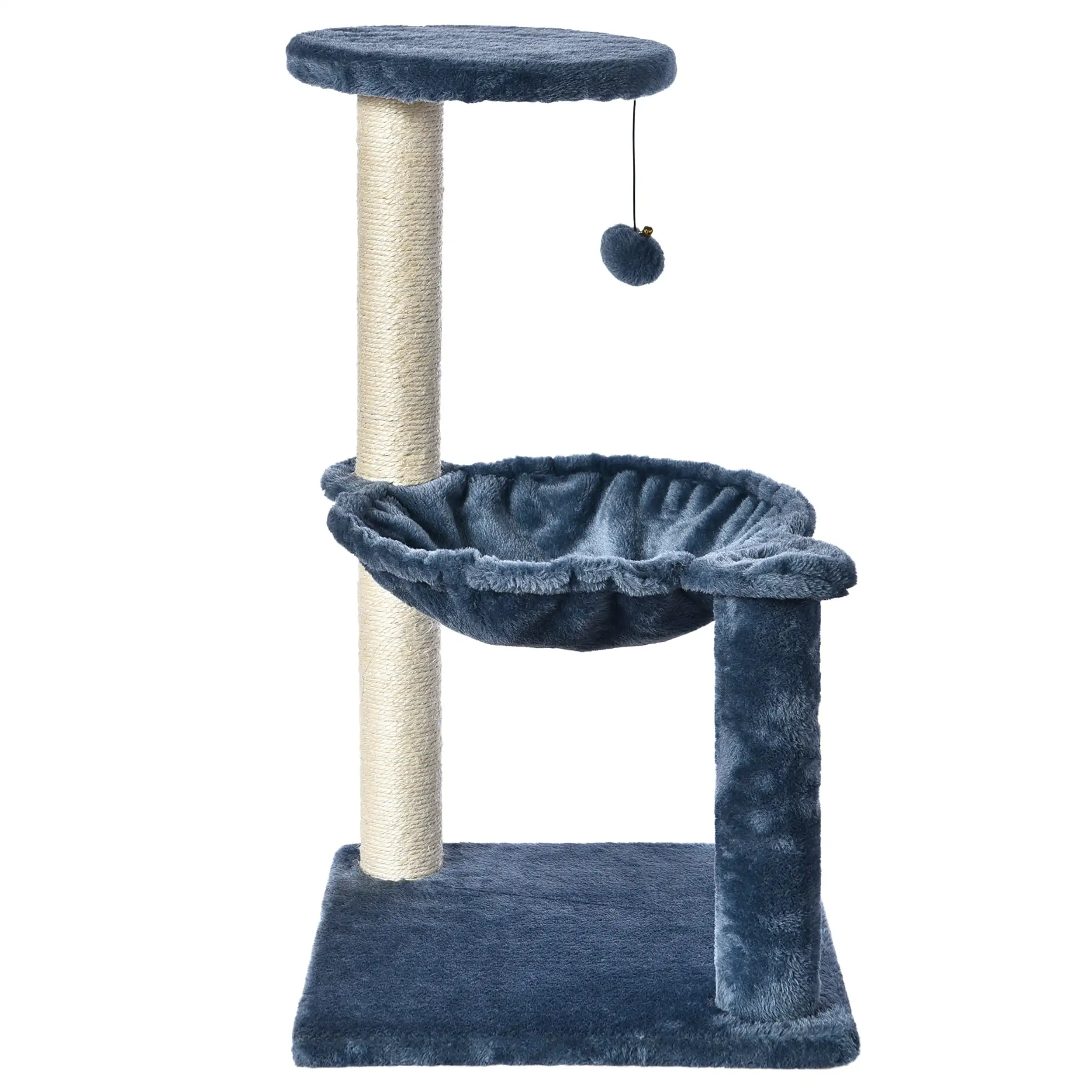 

3-Level Cat Tower with Hammock and Sisal Post,26.7inch,Blue Cat Climbing Tree