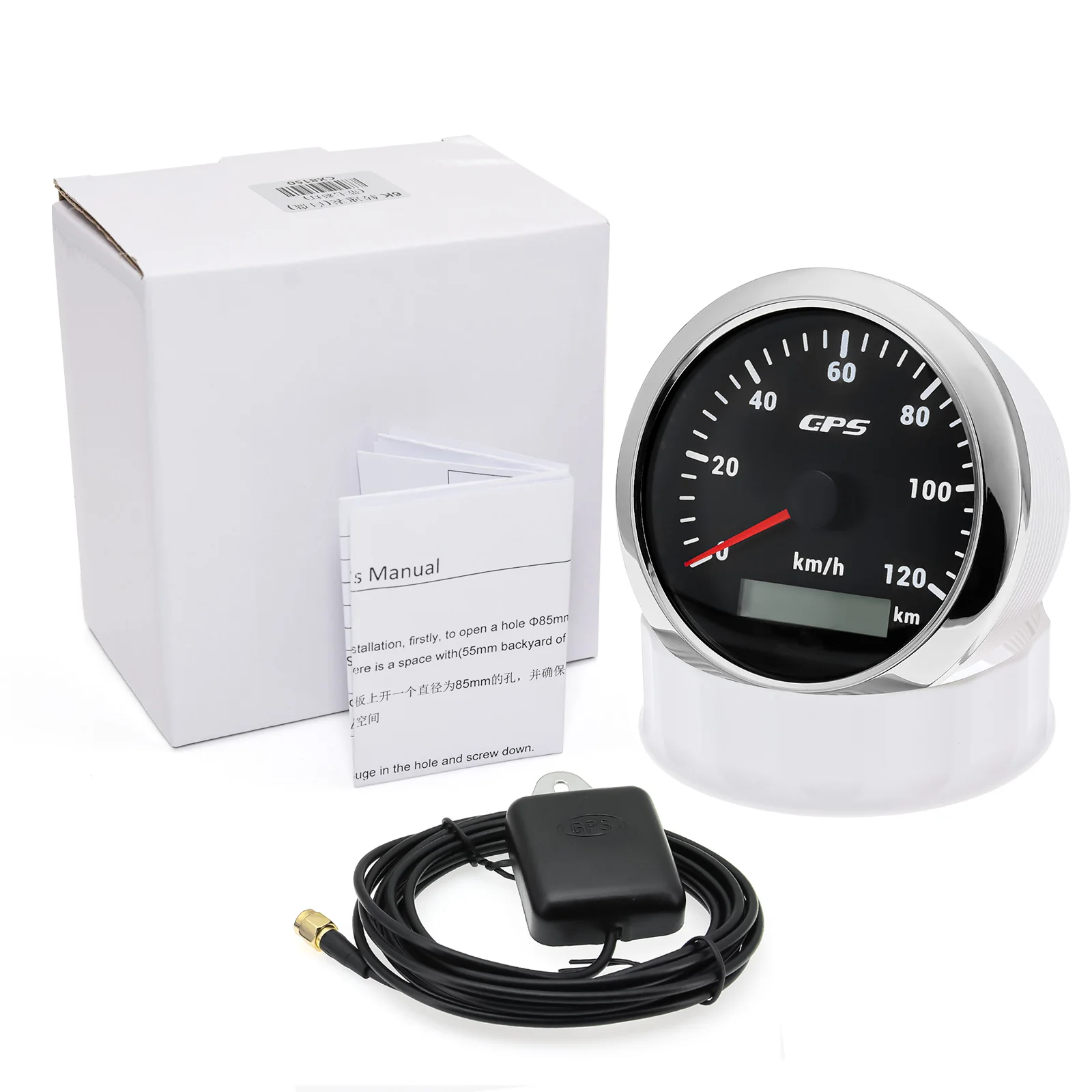 30 ~ 200KMH 7 Kleuren Backlight 85MM GPS Snelheidsmeter Met GPS Antenne Voor Motorfiets Marine Boot 60kmh 120kmh Auto Snelheidsmeter Gauge
