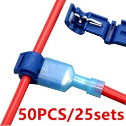 50pcs (25set) Quick Electrical Cable Connectors Snap Splice Lock Wire Terminal Crimp Wire Connector Waterproof Electric Connecto