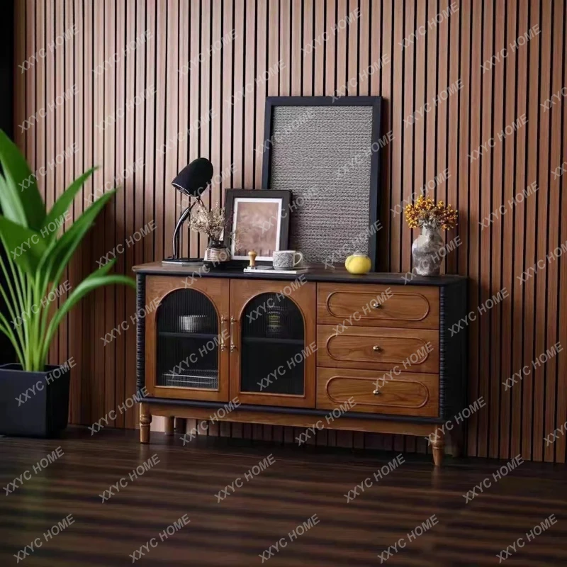 

Средневековый обеденный стол в стиле ретро, простой, с функцией хранения, из массива дерева, пристенный.