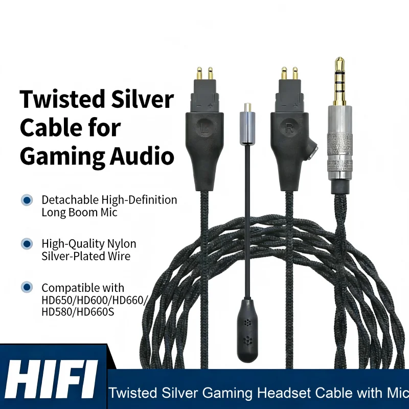 

Игровая гарнитура с шумоподавлением 3,5 мм, обновленный микрофонный кабель для наушников Sennheiser HD580 HD600 HD650 hd545 hd565 hd535 HD660S