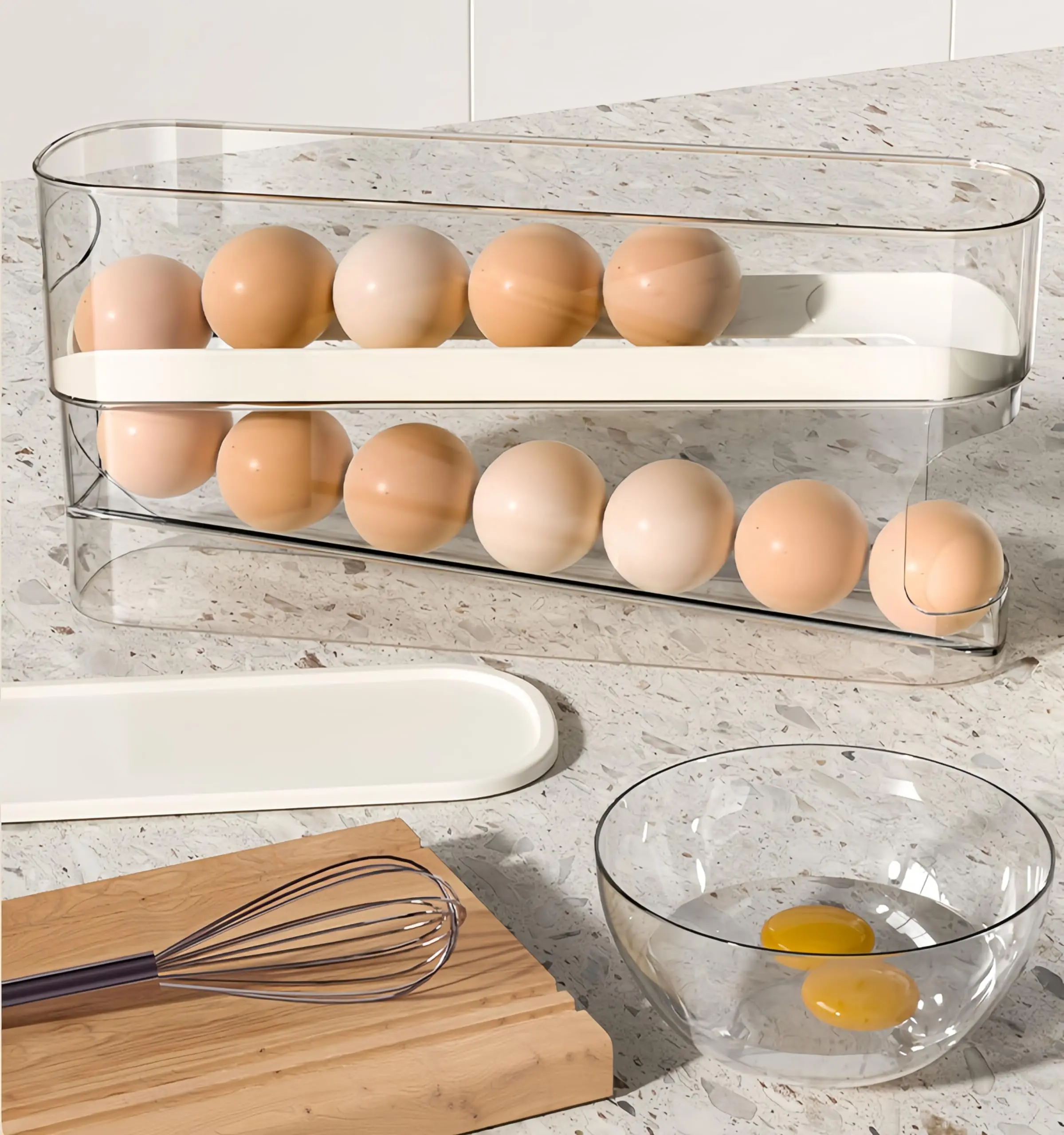 Auto Rolling Fridge Egg Organizer, Space Saving Eggs Dispenser for Refrigerator Storager, Home Egg Holder, 1 pack