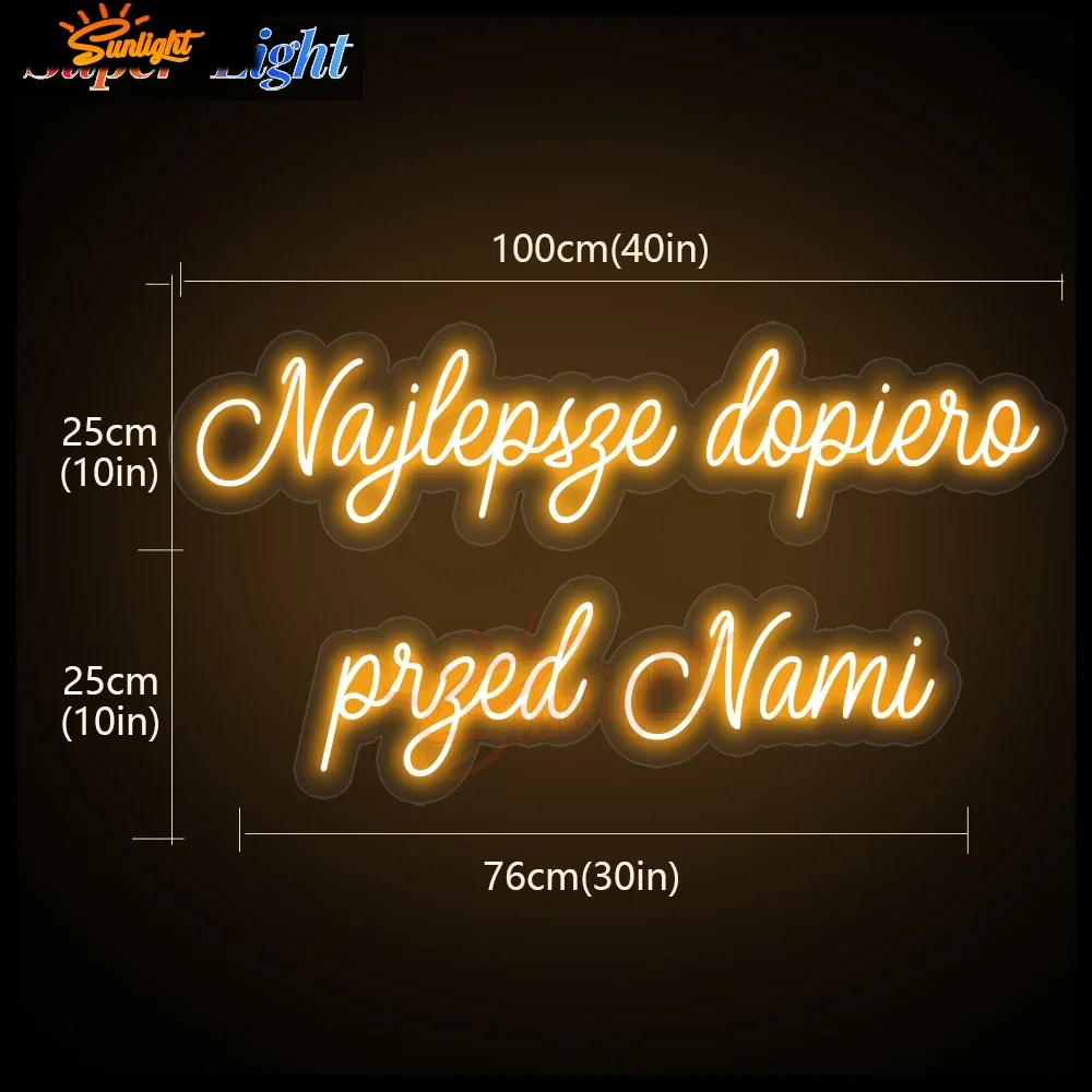 Letrero de neón Led personalizado, señal de luz para fiesta de nacimiento, boda, ldon, na, Wesele, Najlepsze, Dopiero, Przed, Nami, polaco