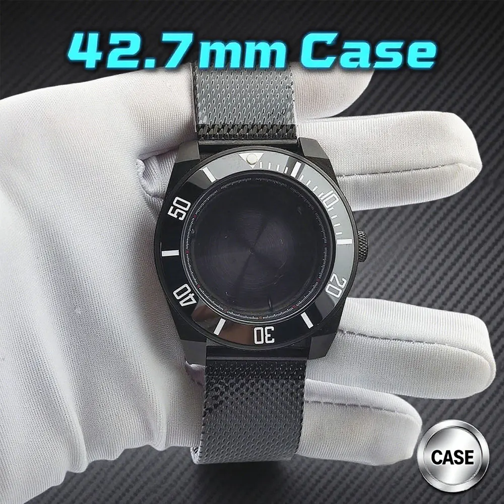 

42 мм черный мужской корпус часов для дайвинга NH35 механизм 120-оборотный безель сапфировое стекло нержавеющая сталь аксессуары для часов на заказ