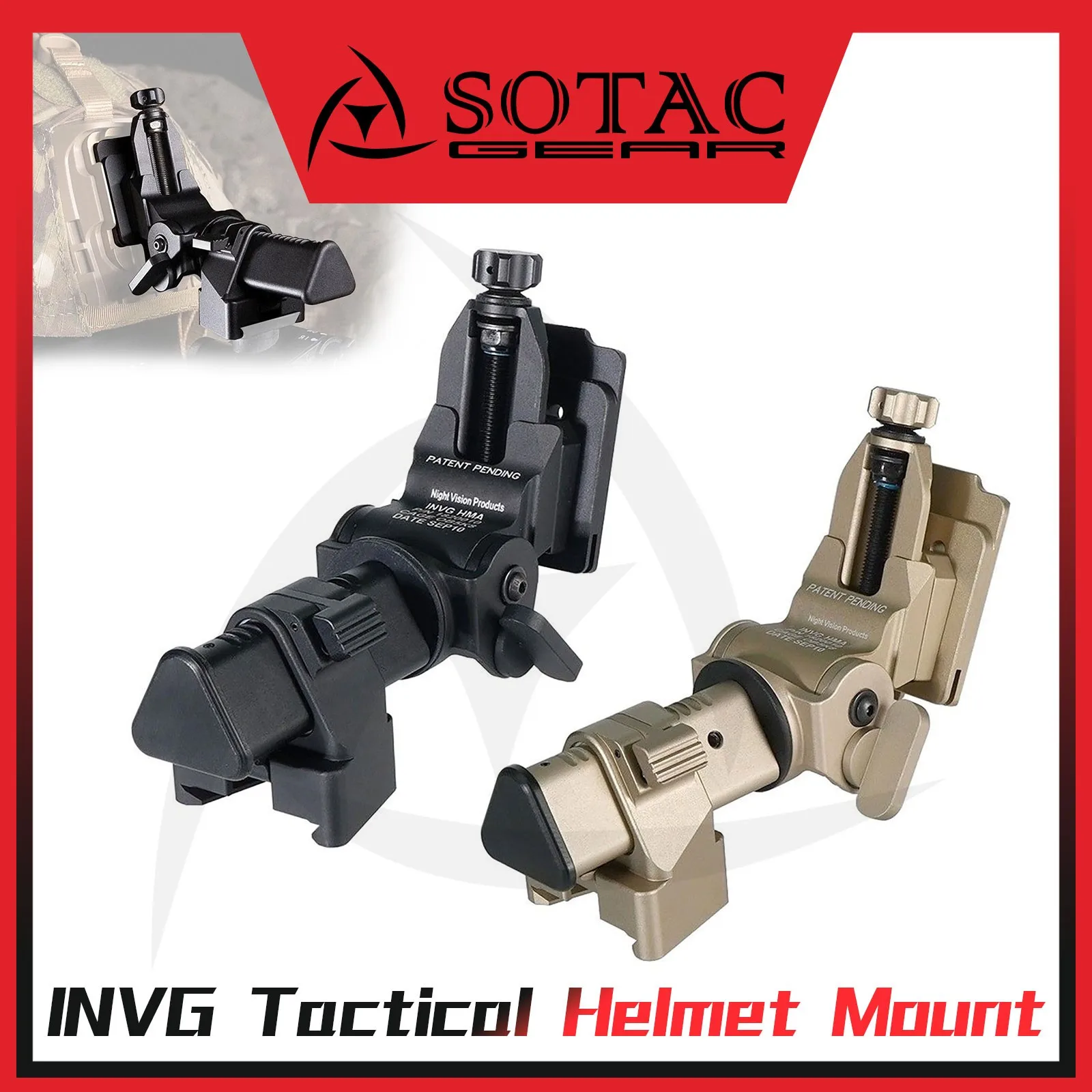 

SOTAC-GEAR Metal INVG Helmet Mount Tactical Night Vision Bracket For NVG PVS-15/18/31 BNVD-G Dovetail Interface