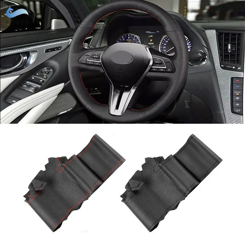 

For Infiniti Q50 QX50 2018-2020 Q60 2016 2017 2018 2019 2020 Hand Stitched Perforated Leather Car Steering Wheel Cover Trim