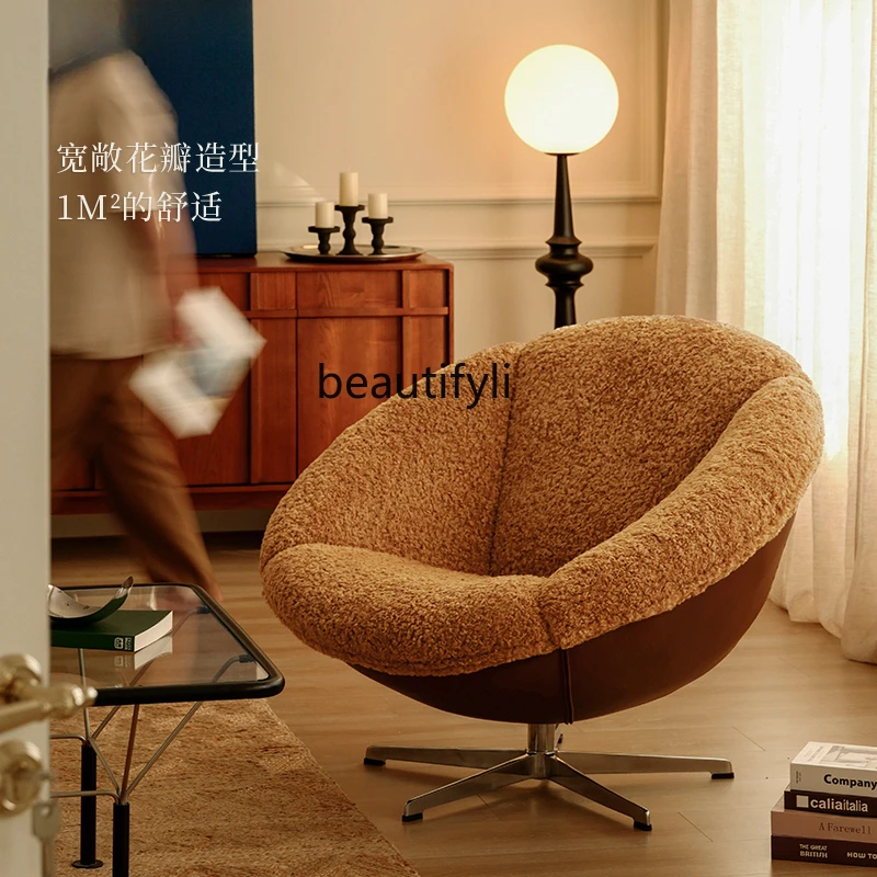 NN كرسي أريكة دوار 360 درجة ضوء منزلي فاخر مصمم لغرفة المعيشة شرفة كرسي كسول فردي للترفيه