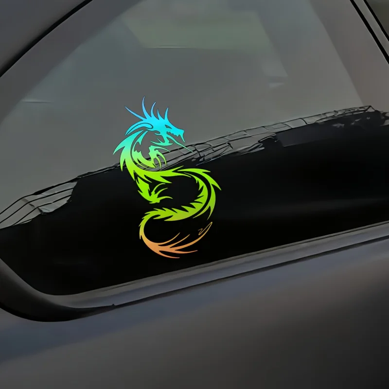 

Декоративная наклейка для автомобиля, мотоцикла, окон и кузова, с черно-белым узором в виде дракона, самоклеящаяся.