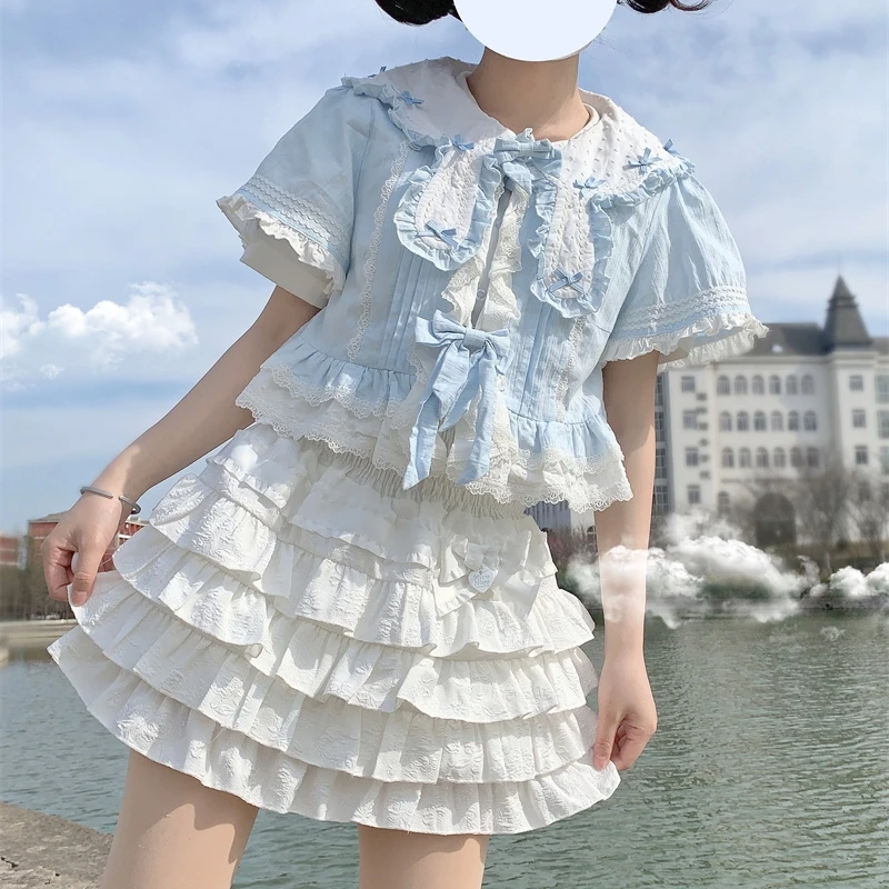 Lolita-minifalda gótica de cintura alta para mujer, faldas escalonadas con volantes, Falda corta Harajuku Y2k de estilo japonés Kawaii para verano