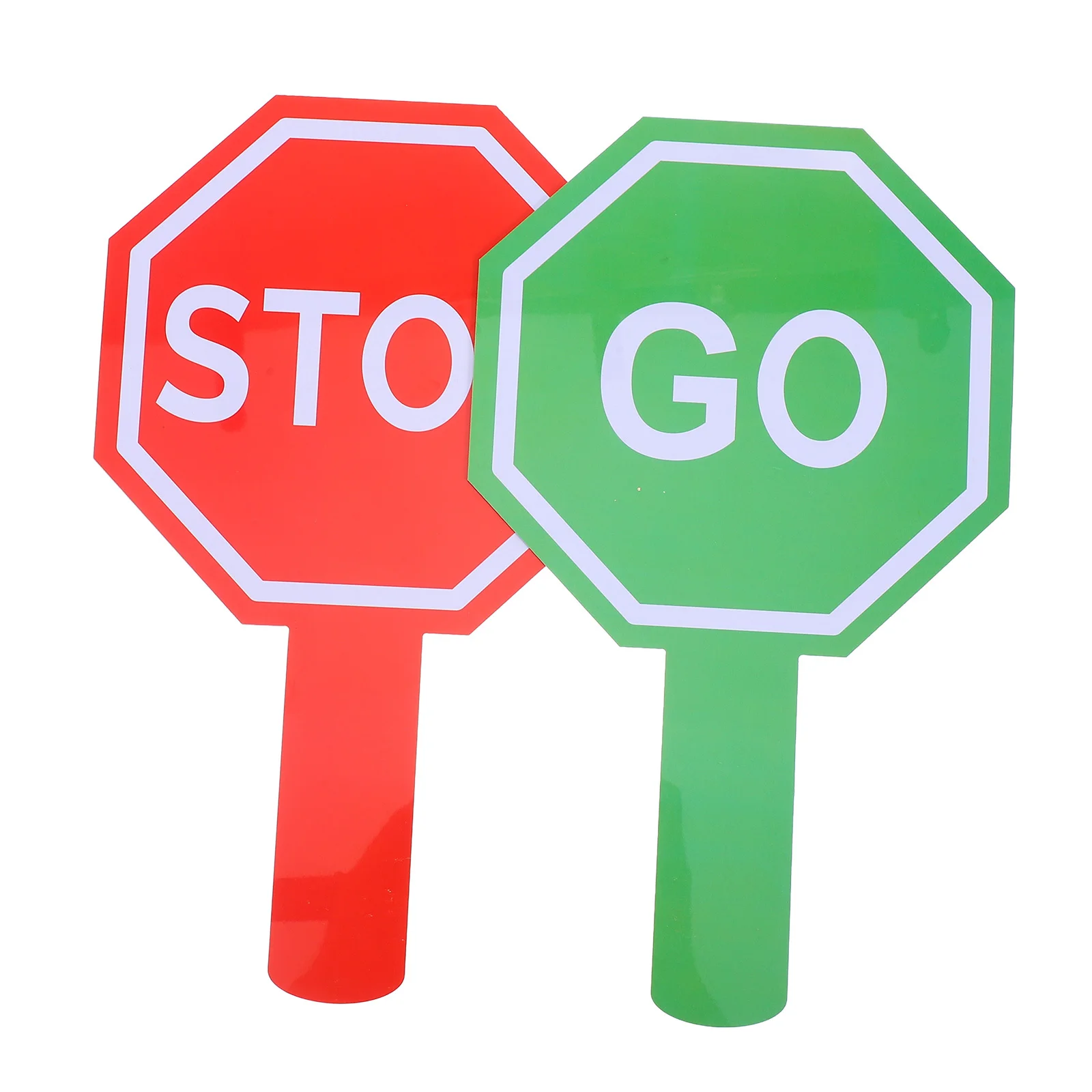 2 個の両面交通制御パドル赤緑標識ハンドヘルド防水標識子供の安全のため