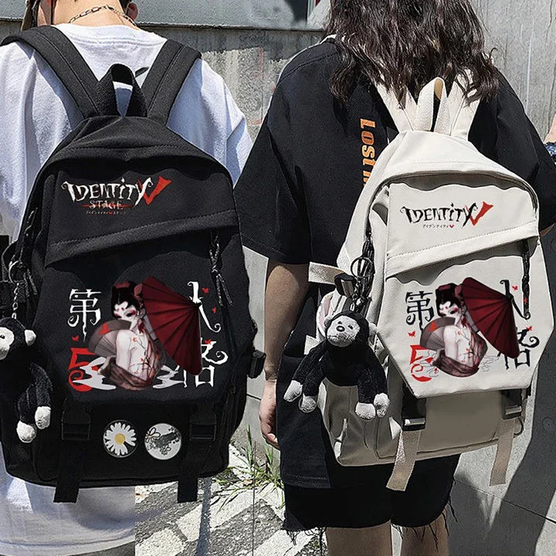 

43×28×13cm Black White,Identity Ⅴ, Student Kids Teens School Bags, Large Capacity Mochilas Anime Backpacks For Girls Boys Gift