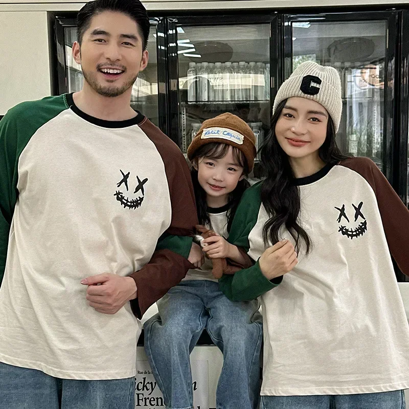 

2024Father Mother and Daughter Son Baby Matching Family Clothes Long Sleeve Outfits Parent-Child Fashion Tees Kids Spring Autumn