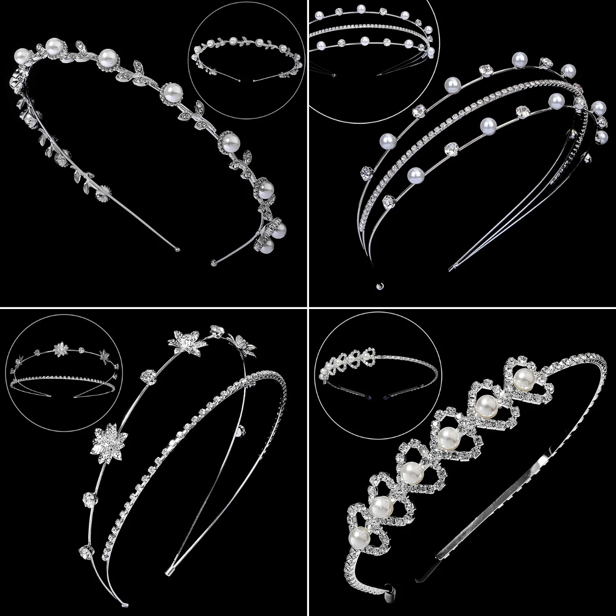 Multi-layer Pearl and Rhinestone Princess Hair Bands Classic Fashion Tiara Important Occasion Headpieces Birthday gifts for girl