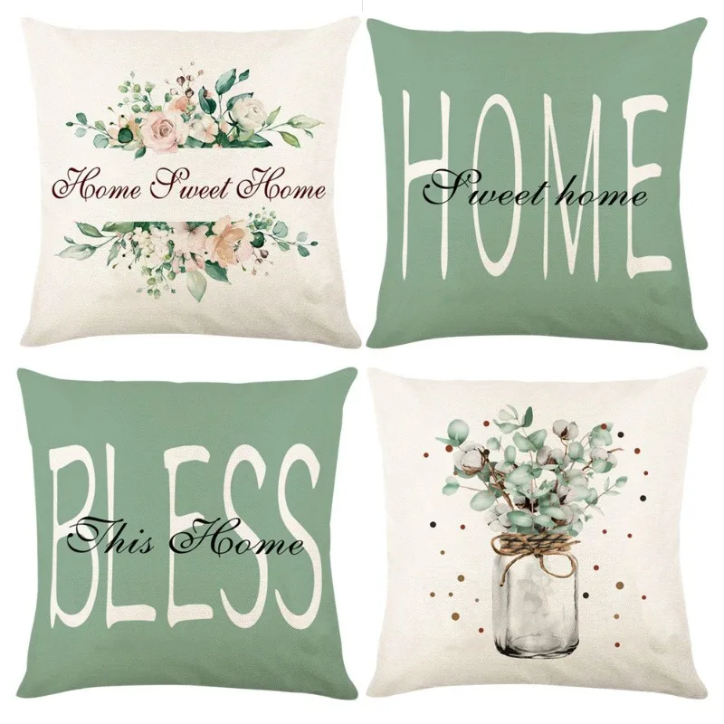 

Bless Our Home Farmhouse Throw Pillow Covers,45x45cm Home Sweet Home Cushion Case Decorations Set of 4