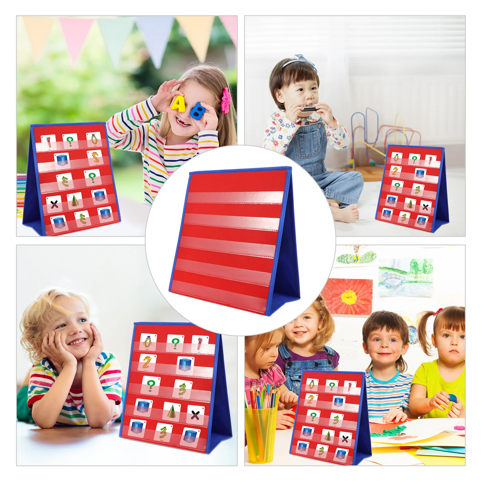 

1pc Folding Double Sided Digital Display Stand Portable Non-woven Fabric Transparent Pocket Desktop Storage Organizer
