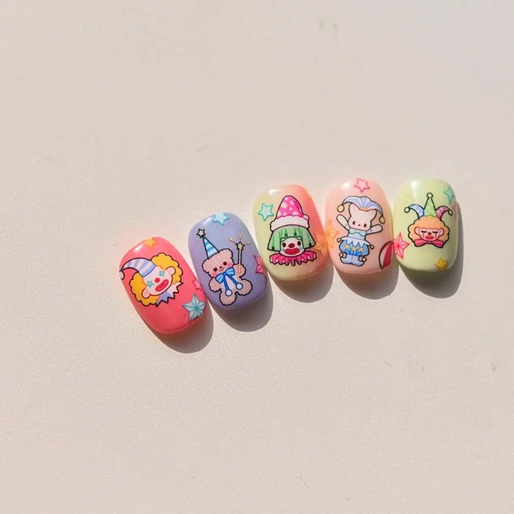 Cartoon Nail Charms Joker Nail Stickers Star Bunny Pattern Play Card Circus Clown Joker Nail Decals Nail Art Supplies