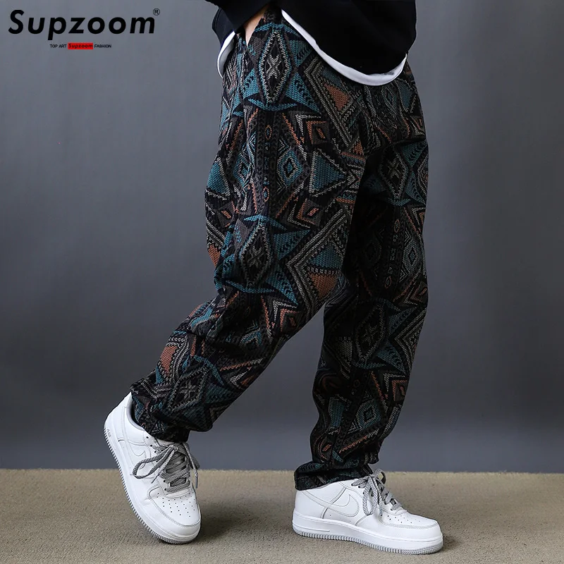 

Supzoom New Arrival Top Fashion Loose Cotton Pockets Selling Retro Print National Style Casual Cargo Pants