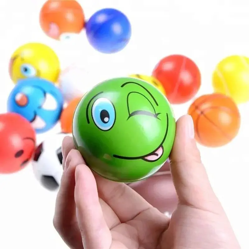 6/12pcs Anti Stress PU Ball Toy Relief Grimace Smiley Laugh Face Pinch Foam for Kids Soothing Wrist Squeeze movement Balls Toy