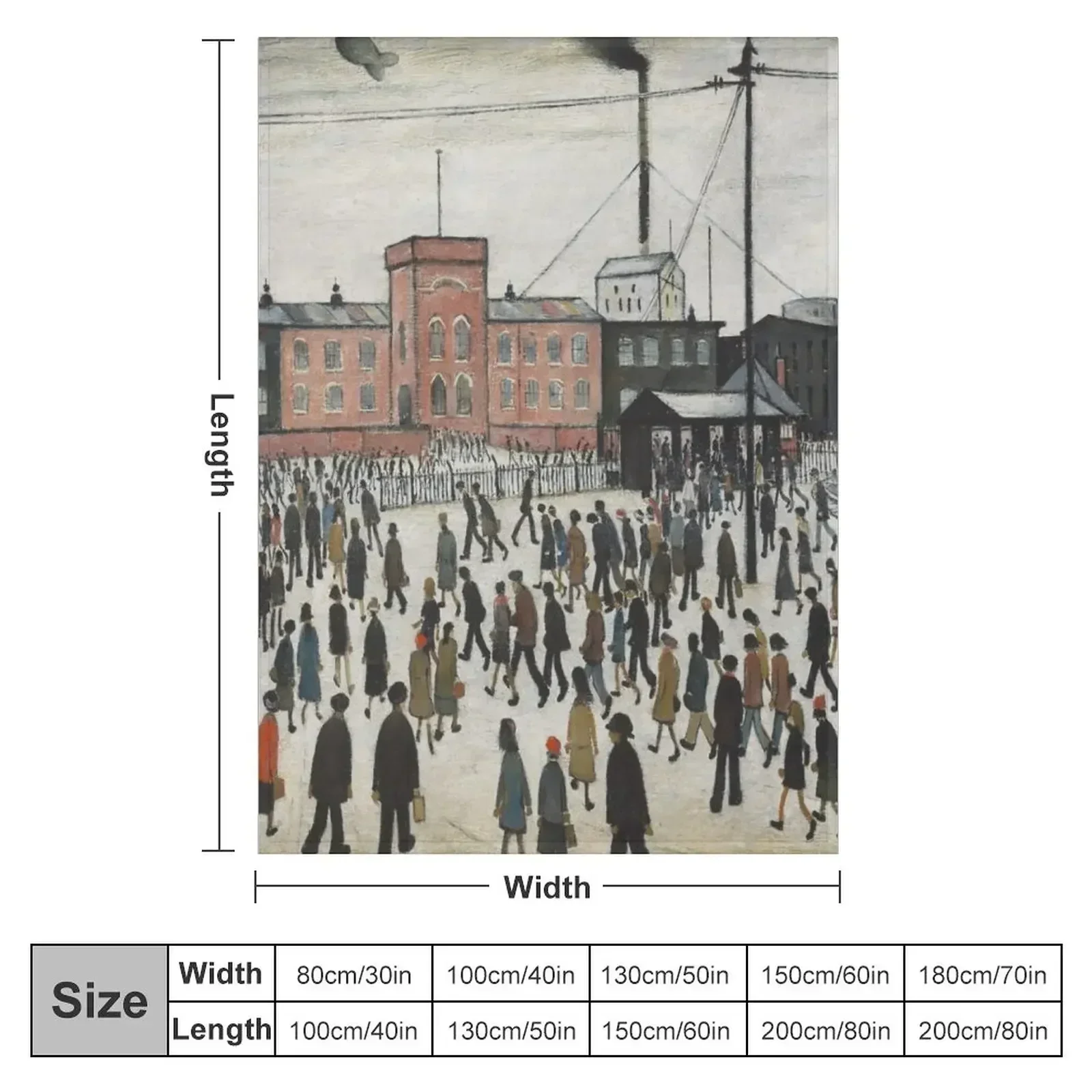 Going To Work (1943) by L S Lowry Throw Blanket Hairy Warm Soft Plaid Blankets