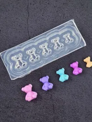 1PC 3D Bear Mould Nail Art Decor Stamping Plate Nails Stencils Crystal Epoxy Resin Mold Silicone Nail Carving Mold