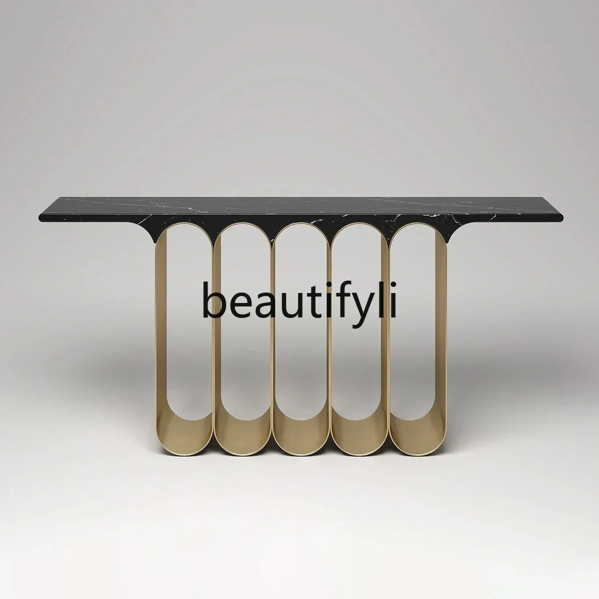 NQ52 Great discounts  Italian light luxury creative practice metal entrance table strip marble sculpture booth