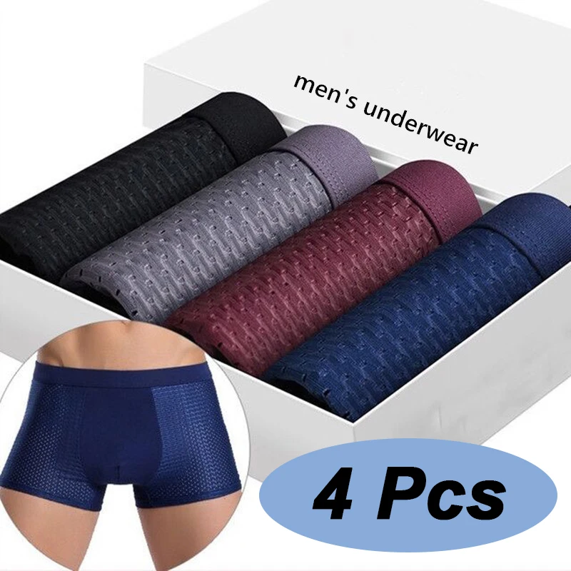 

Alobee 4Pcs wear Boxer Short Men Microfiber Boxer Briefs Underwear Compression Stretch