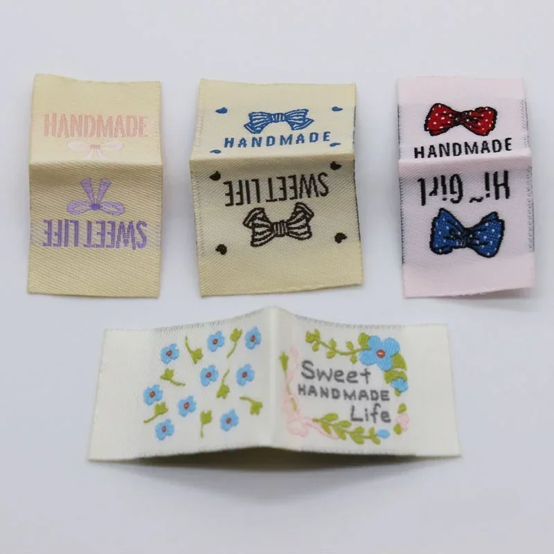 Spot handmade colored bow weaving label cloth label children's clothing sewing handmade DIY trademark