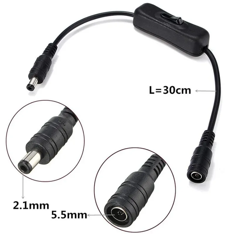 

5.5mm X 2.1mm DC Power Plug Extension Cord with ON/Off Switch Male To Female Connector Cable for 3528 5050 5630 LED Strip Light