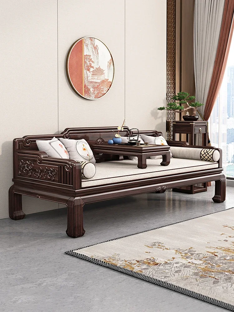 New Chinese style solid wood sofa bed three piece set combination