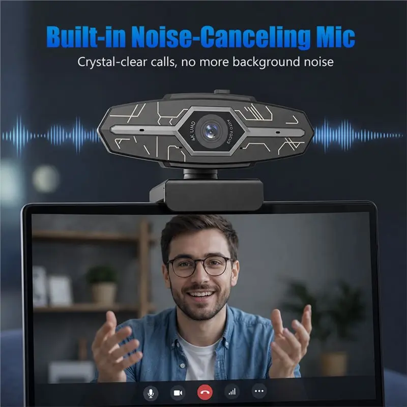 AT82-4K Webcam 4K Laptop Webcam Autofocus Streaming Web Cam Video Camera With Microphone For PC Laptop