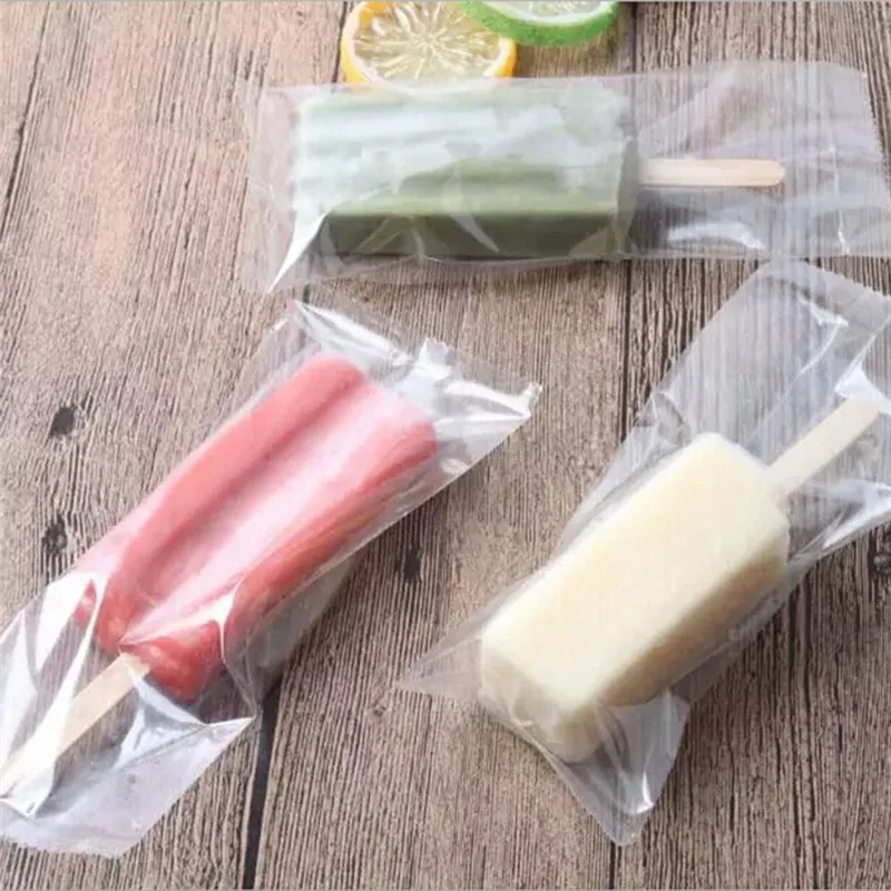 100pcs/Lot Transparent Ice Cream Plastic Bag Ice Cream Popsicle Bag Cake Bread Chocolate DIY Packaging Gift Bag