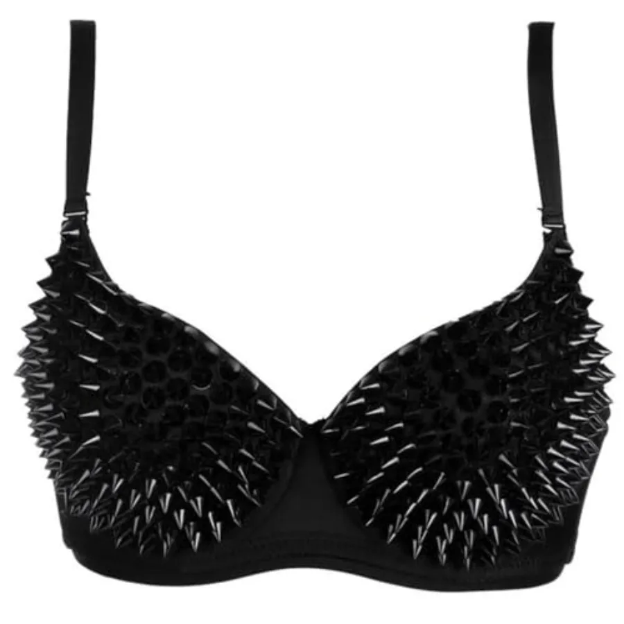 

Kimring Women's Steampunk B Cup Spike Studs Rivet Party Club Rave Sport Bra Tops